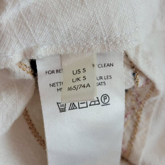 Anthropologie S Boho Straight Wide Leg Capri Floral Embroidered Cropped Pants - Picture 15 of 16